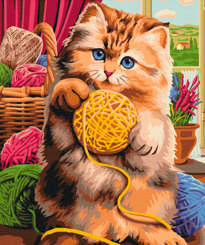 Maalaa numeroin Paint by numbers Kitten with a ball