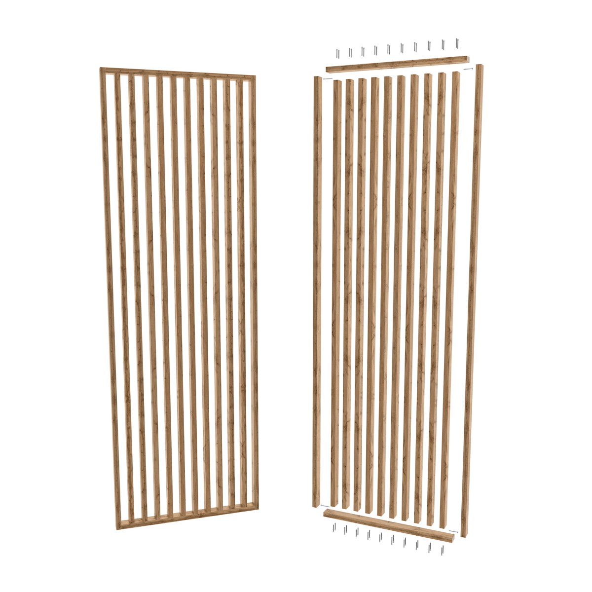 Väliseinät mdf rimoista 30x60mm tammi wotan