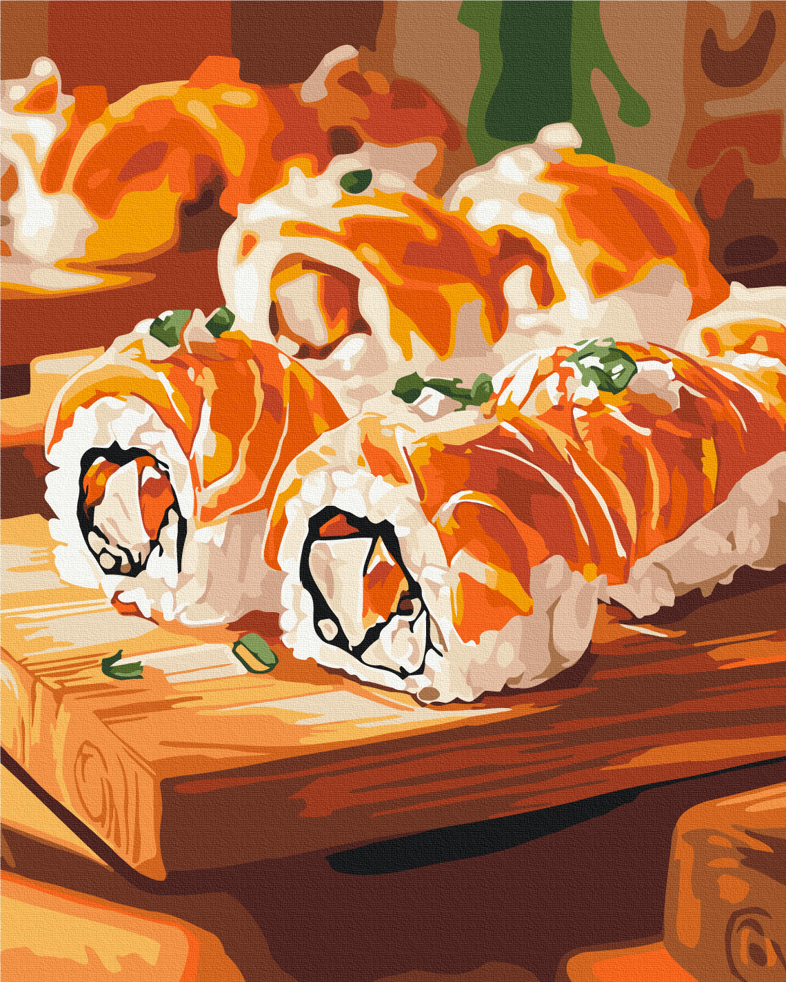 Maalaa numeroin Paint by numbers Appetizing rolls