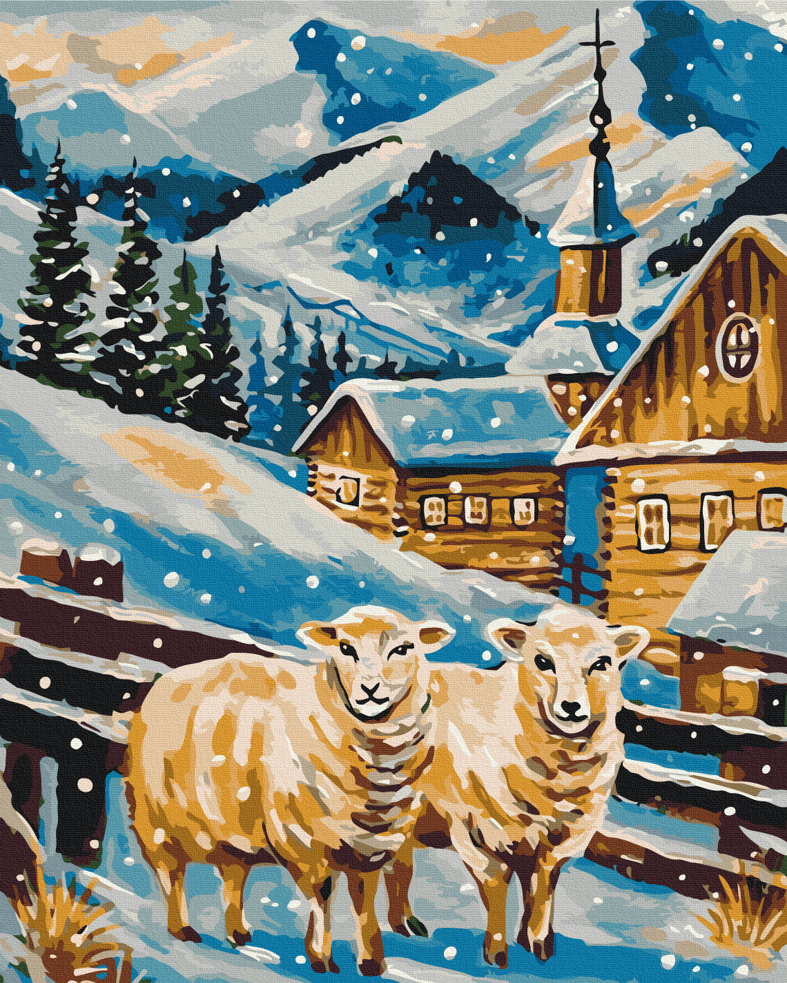 Maalaa numeroin Paint by numbers Snowy sheep © Karina Zimina