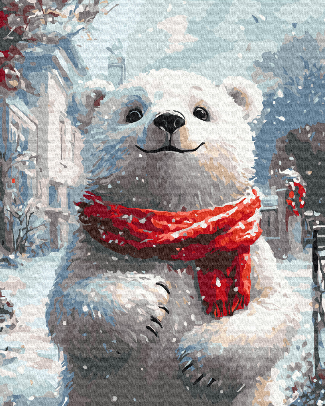 Maalaa numeroin Paint by numbers A bear with a red scarf