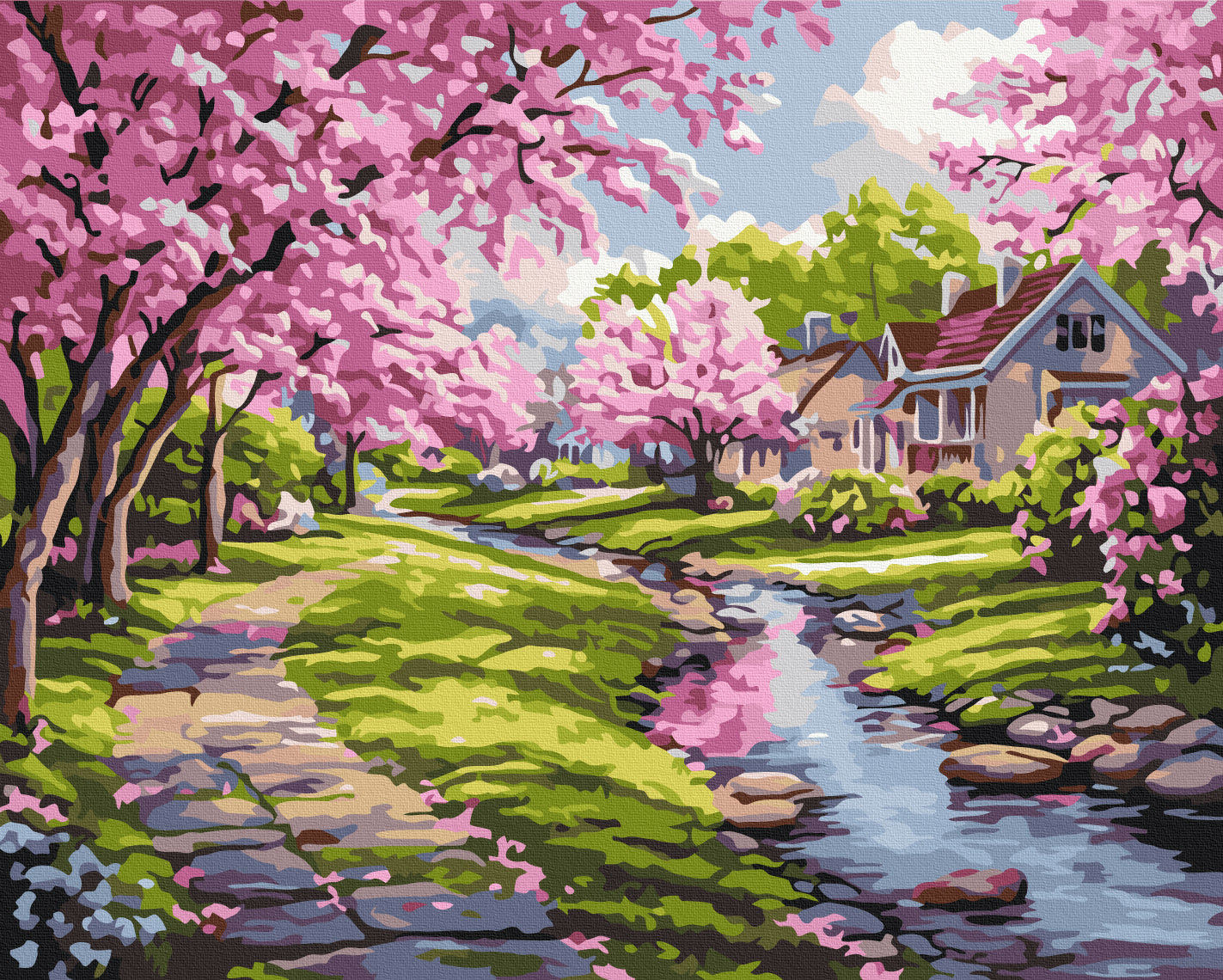 Maalaa numeroin Paint by numbers Sakura near the house