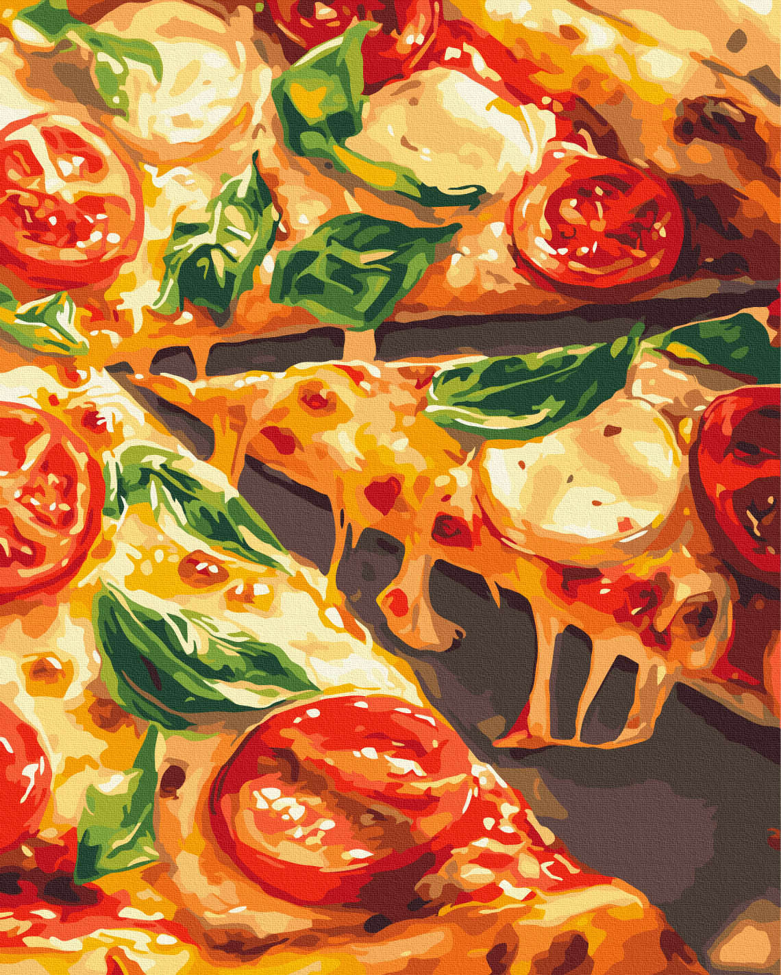 Maalaa numeroin Paint by numbers Flavorful pizza