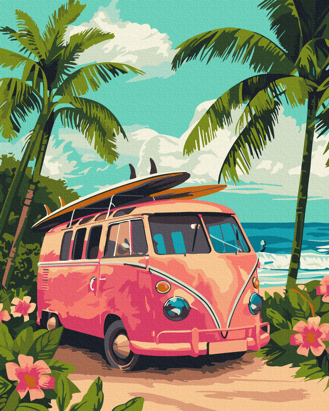 Maalaa numeroin Paint by numbers Vacation in retro style