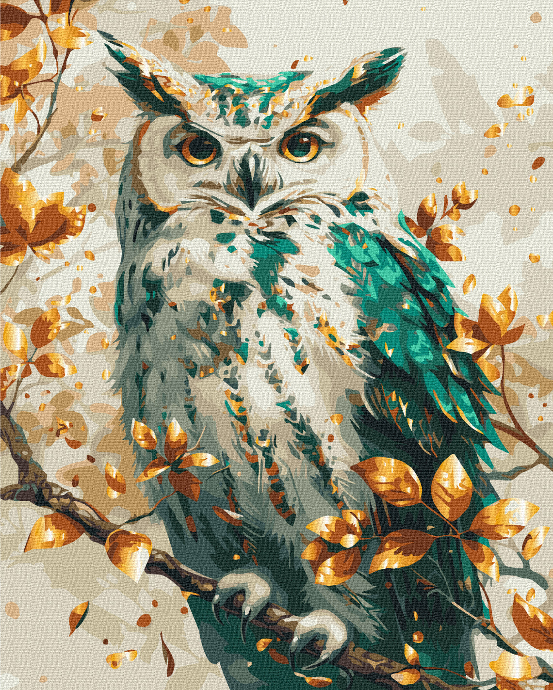Maalaa numeroin Paint by numbers Emerald owl with metallic colors