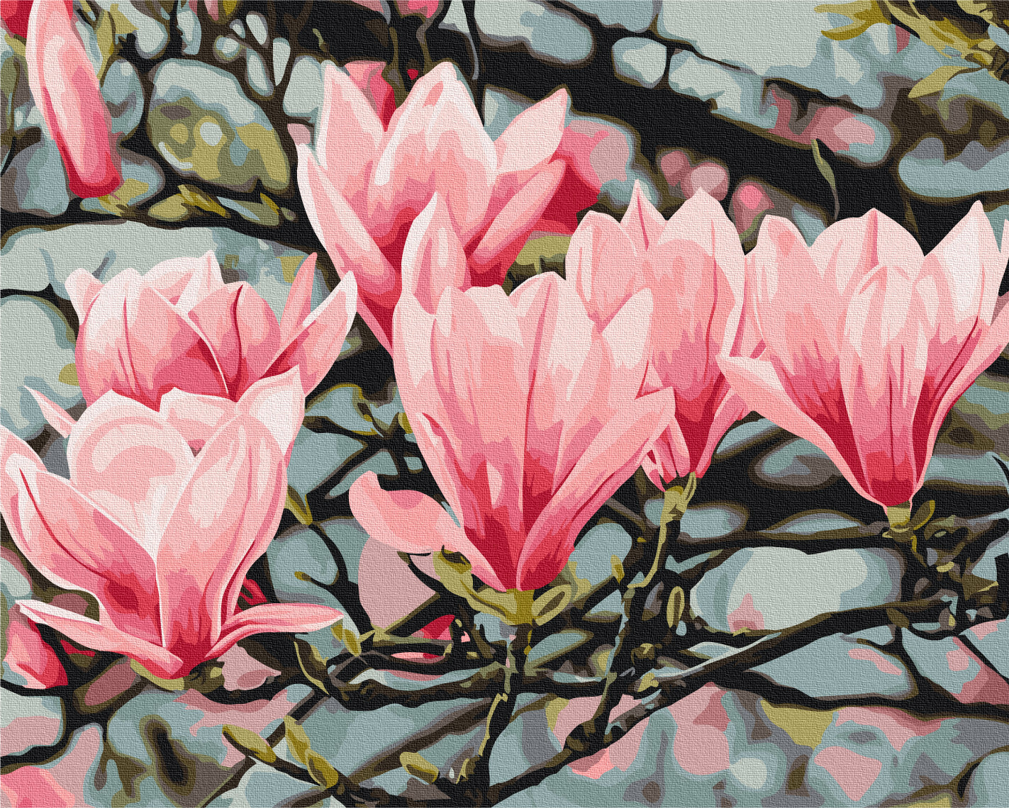 Maalaa numeroin Paint by numbers Magnolia flower © Anastasiia Osmolovska