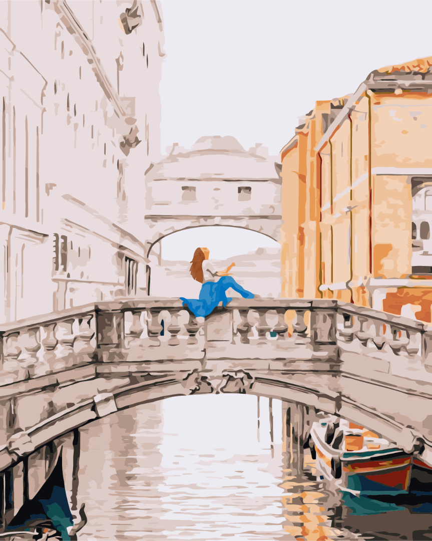 Maalaa numeroin Paint by numbers Girl on the bridge of Venice