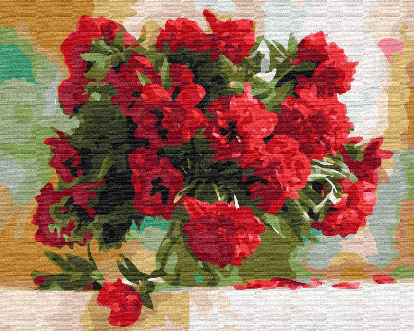 Maalaa numeroin Paint by numbers Red peonies