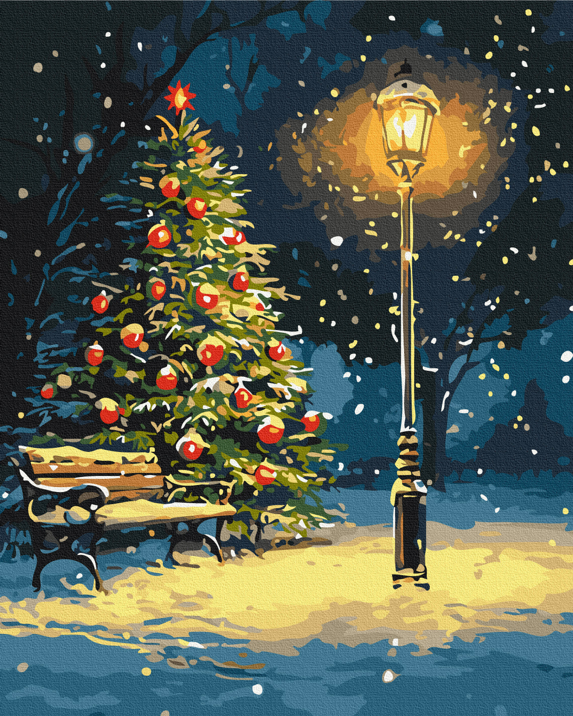 Maalaa numeroin Paint by numbers Night dance of snowflakes
