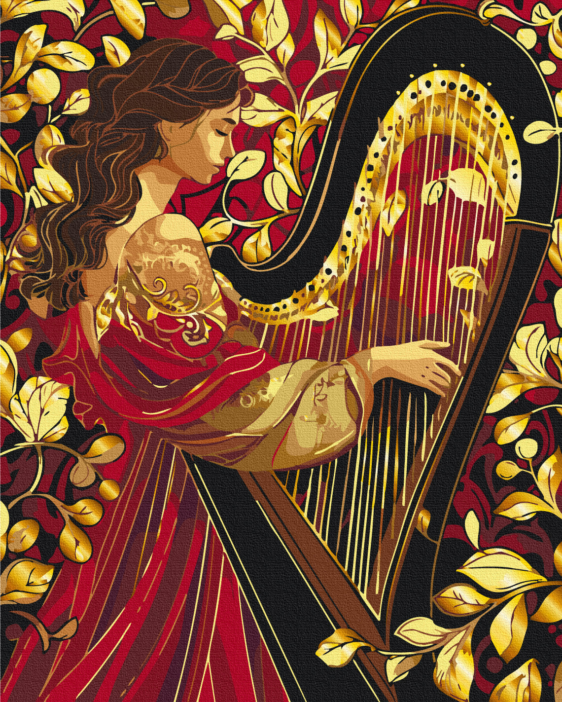 Maalaa numeroin Paint by numbers Golden harp melody with metallic colors