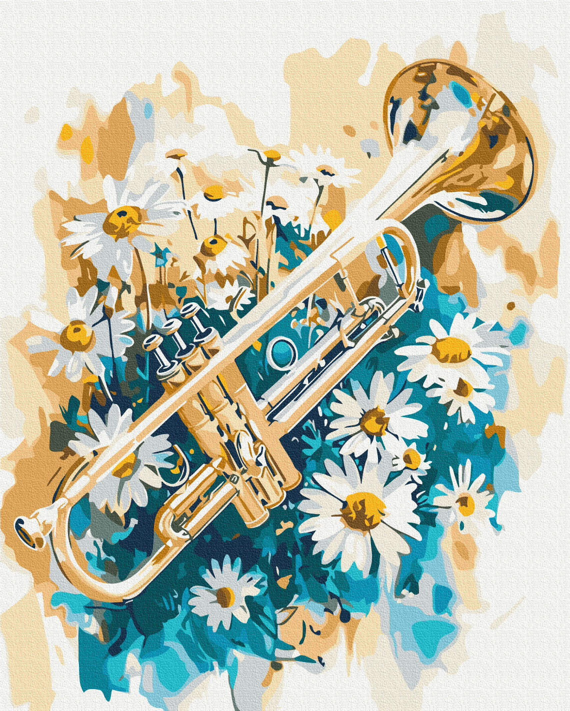 Maalaa numeroin Paint by numbers Pipe in daisies