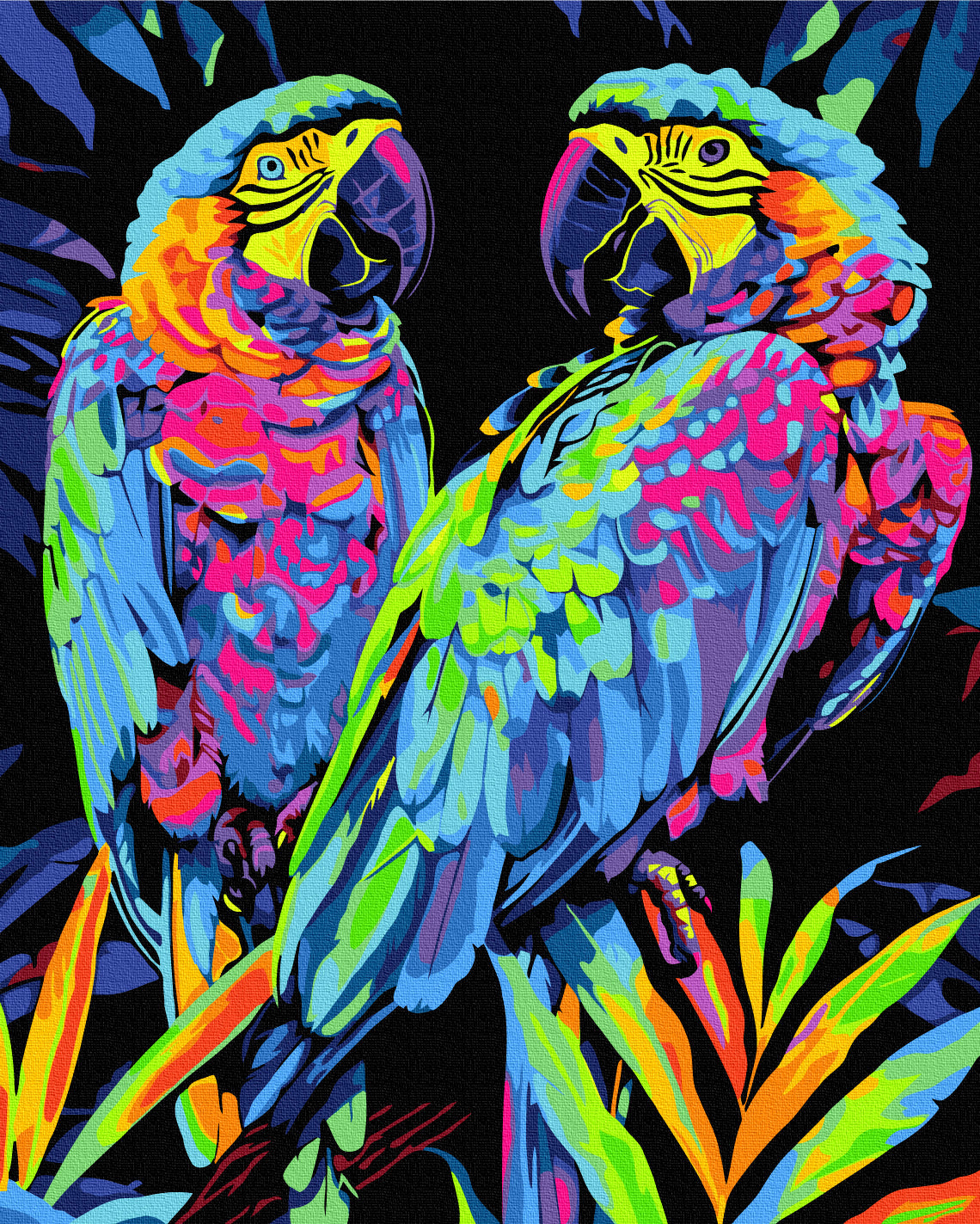 Maalaa numeroin Paint by numbers Parrots in the tropics