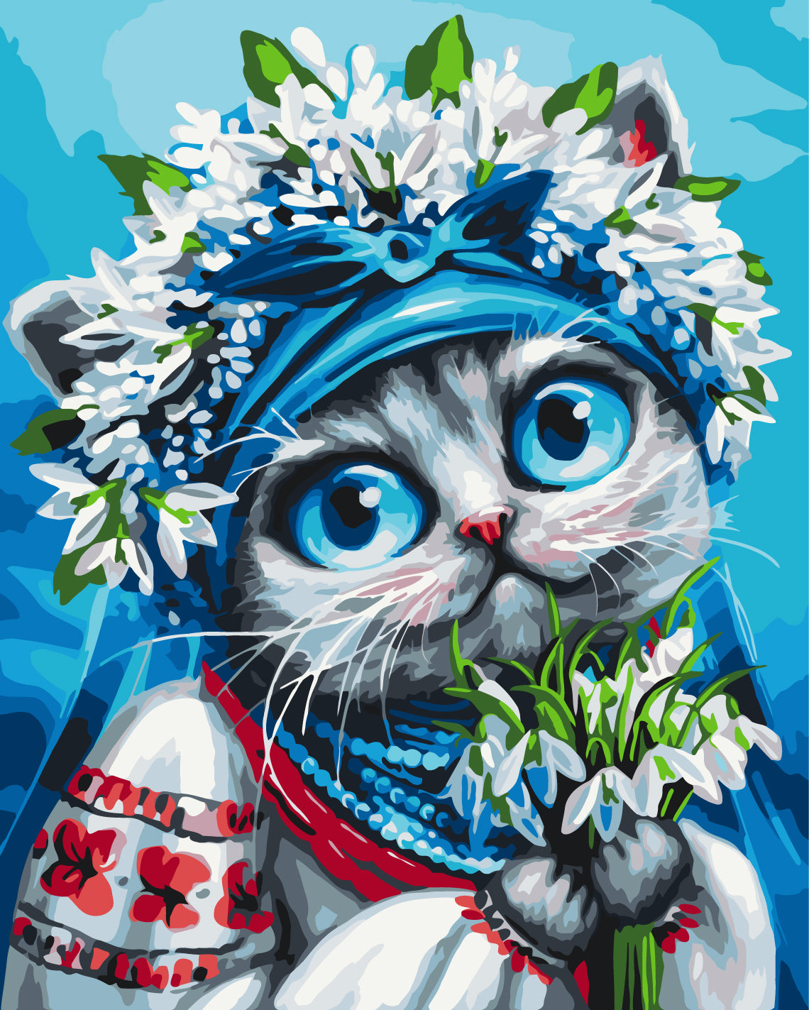 Maalaa numeroin Paint by numbers A cat carrying spring © Marianna Pashchuk