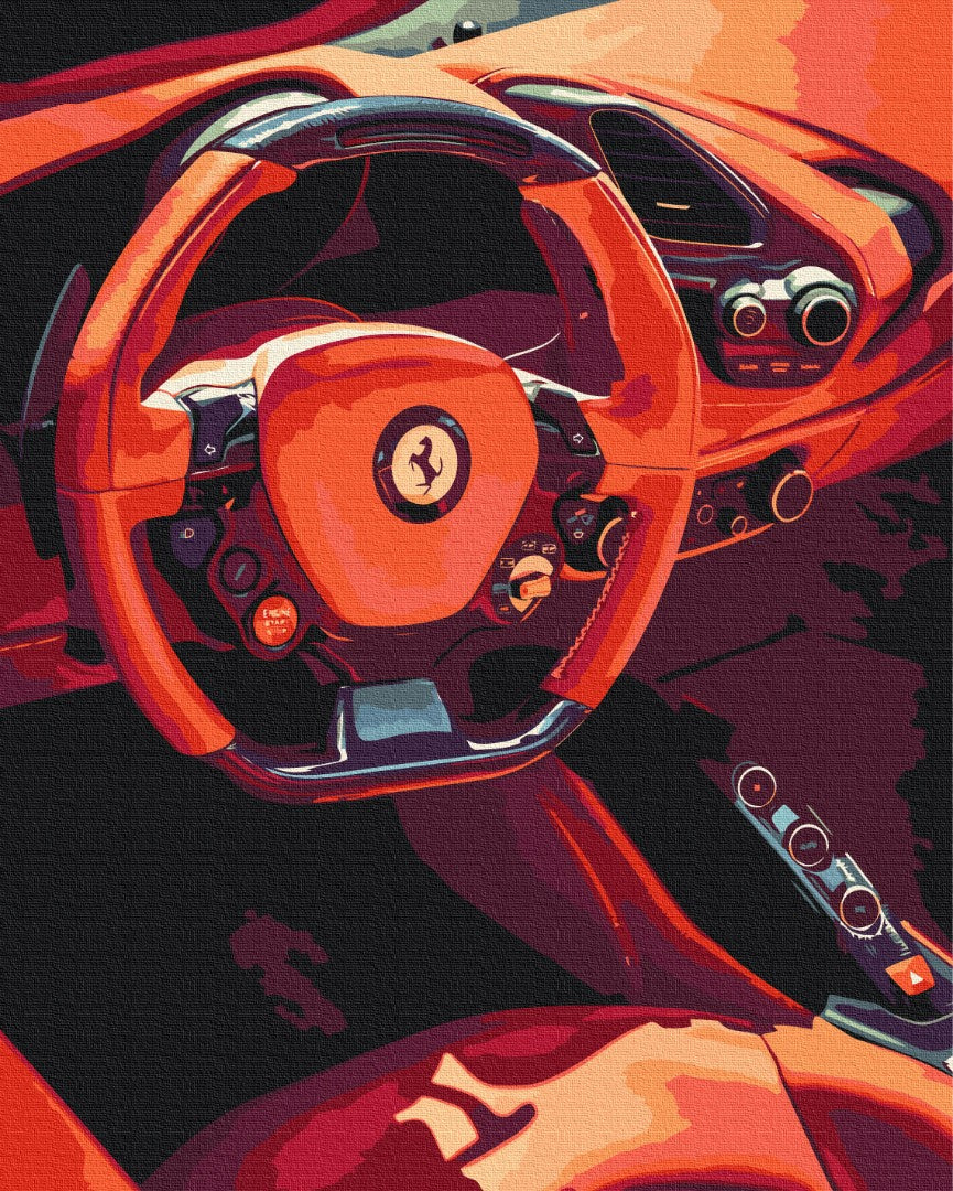 Maalaa numeroin Paint by numbers Driving a Ferrari