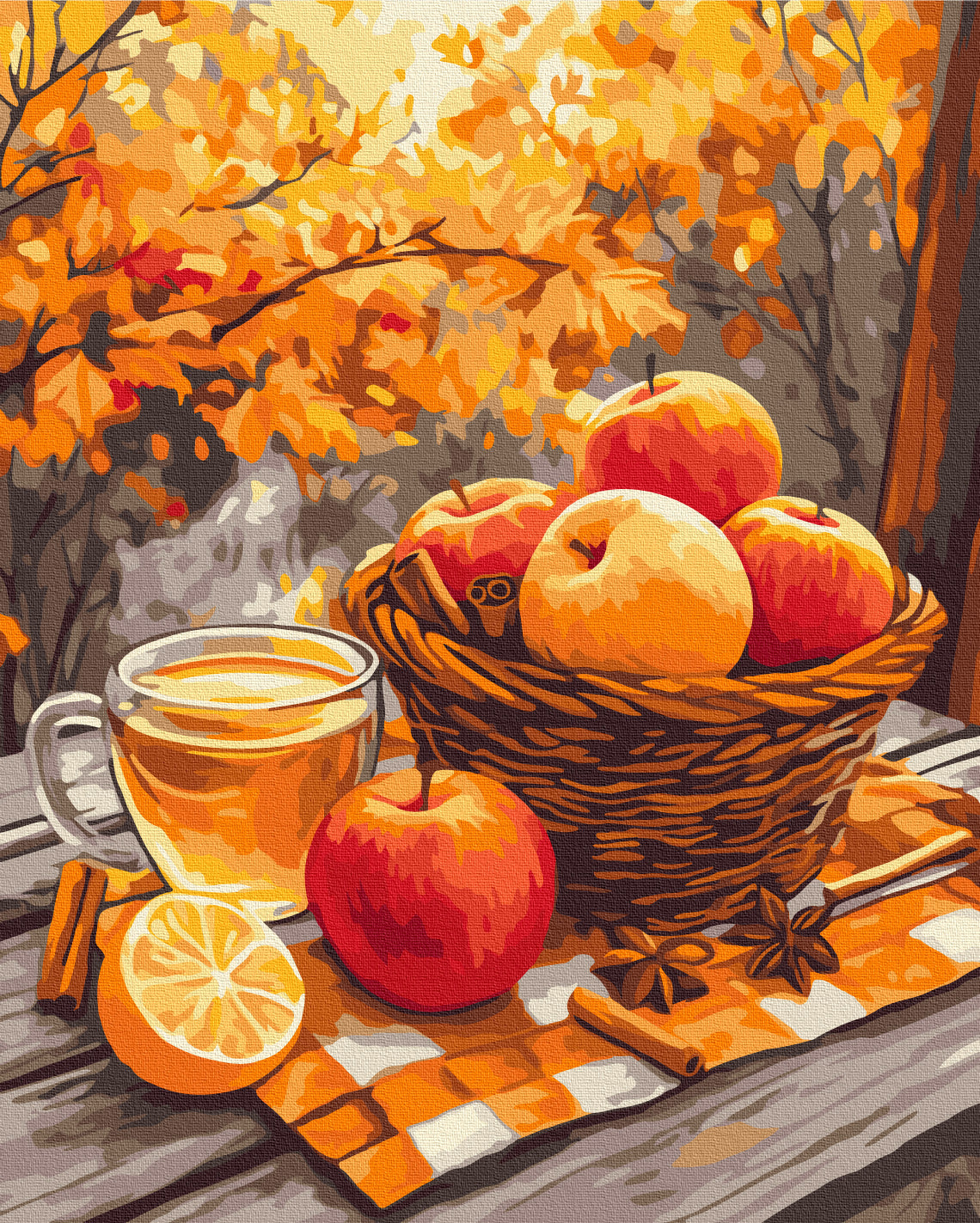 Maalaa numeroin Paint by numbers Apples with cinnamon