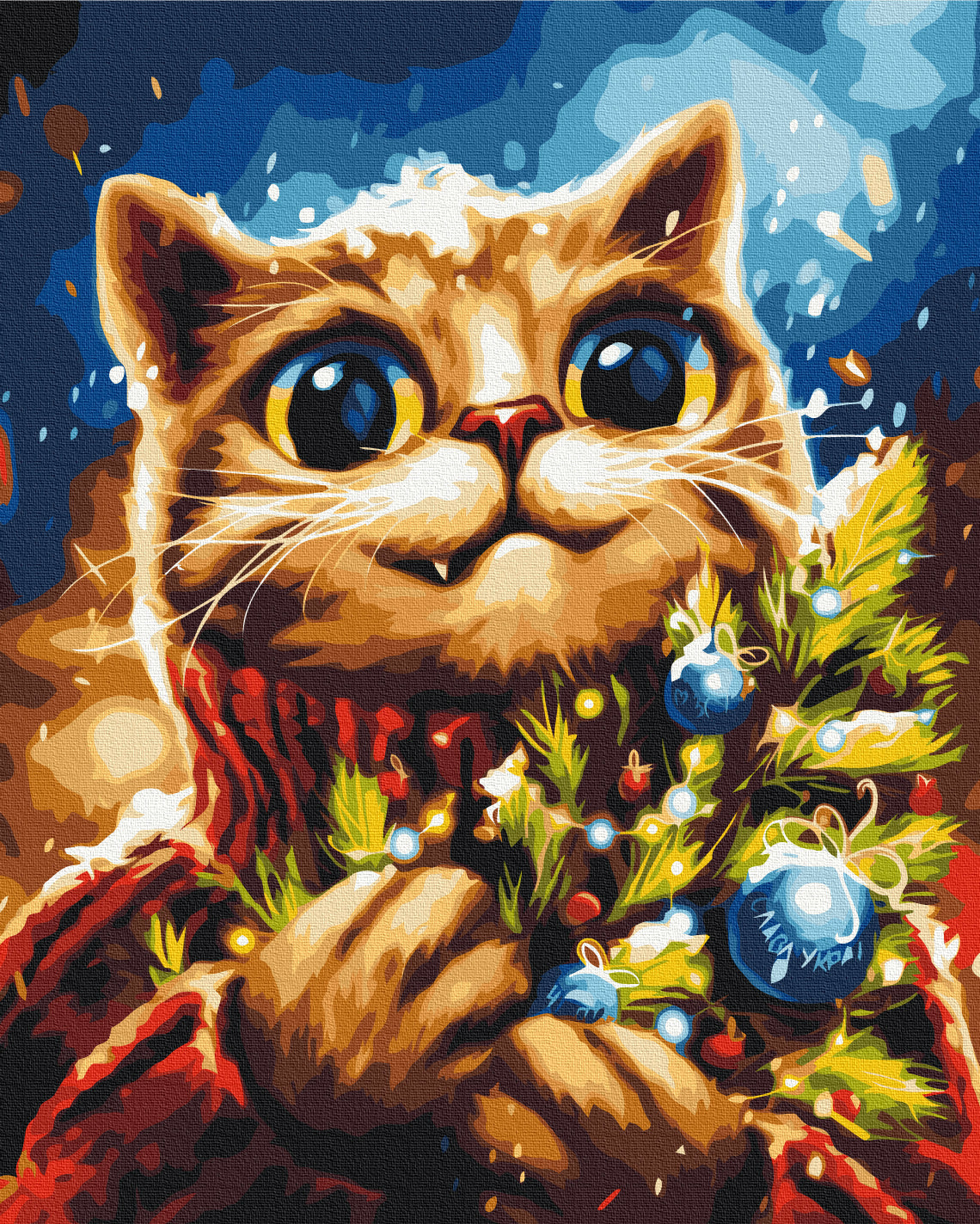 Maalaa numeroin Paint by numbers New Year's cat © Marianna Pashchuk