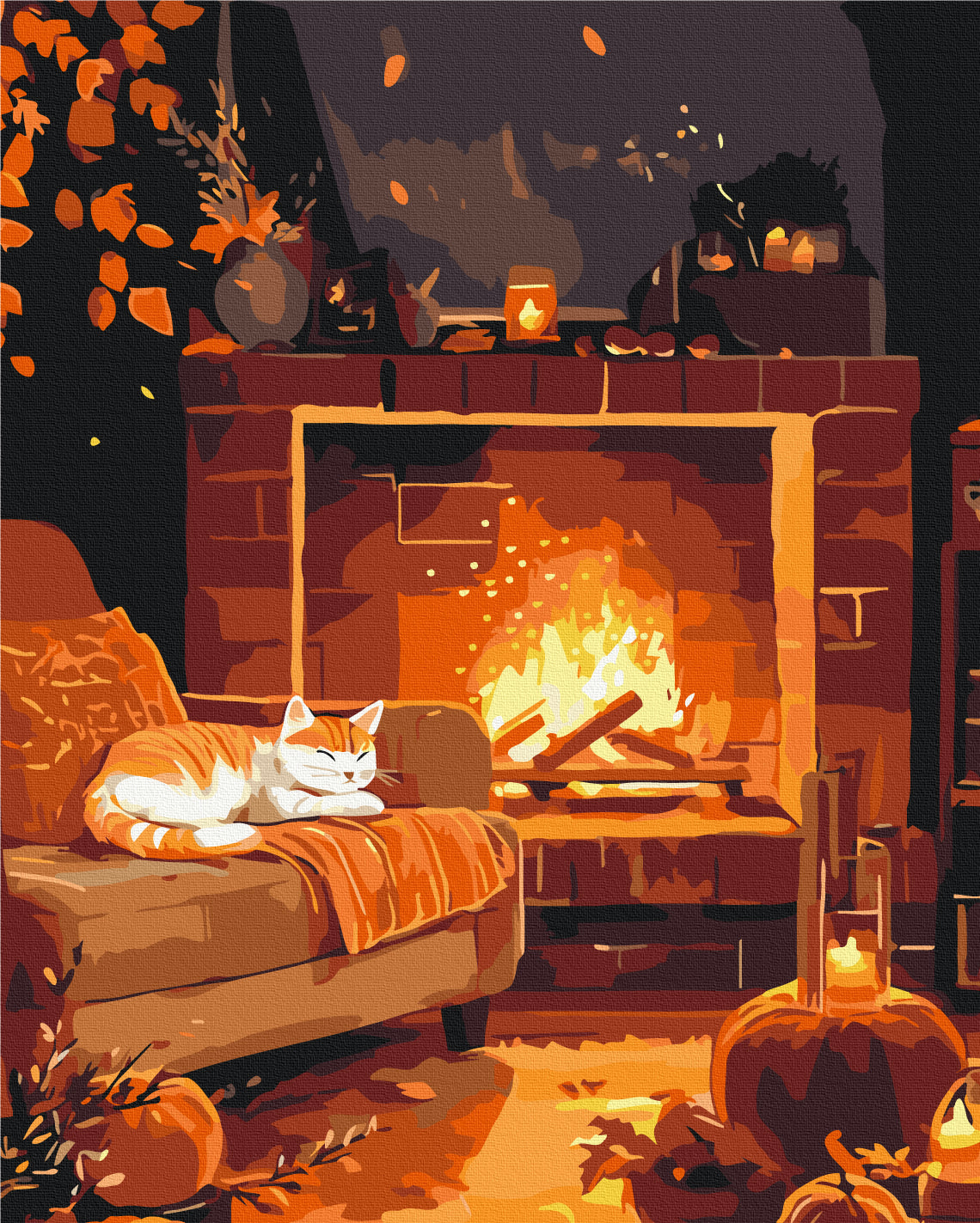 Maalaa numeroin Paint by numbers Fireplace story