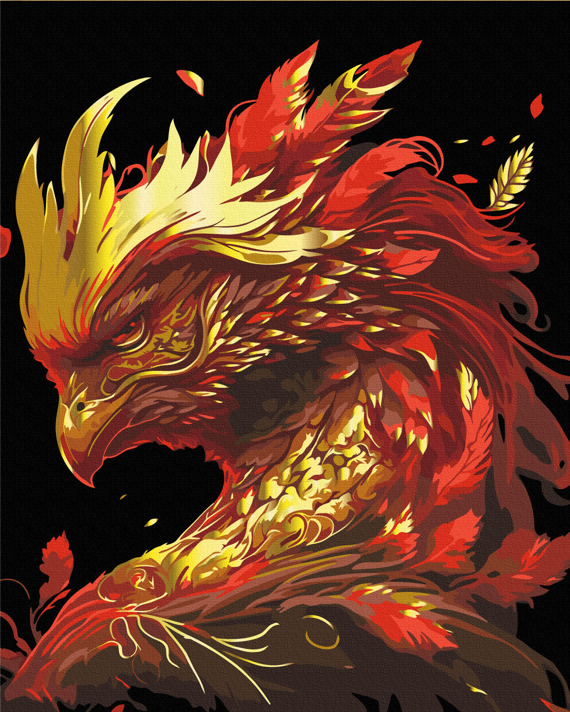 Maalaa numeroin Paint by numbers Golden phoenix