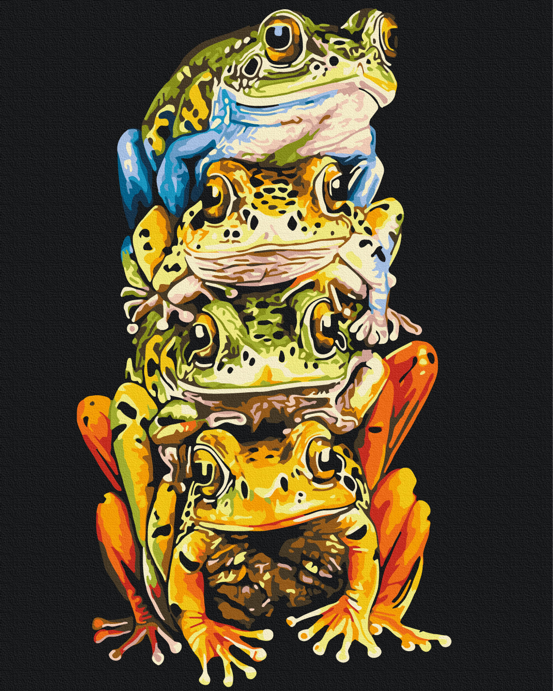Maalaa numeroin Paint by numbers Colored frogs © Telonitskaya Kristina