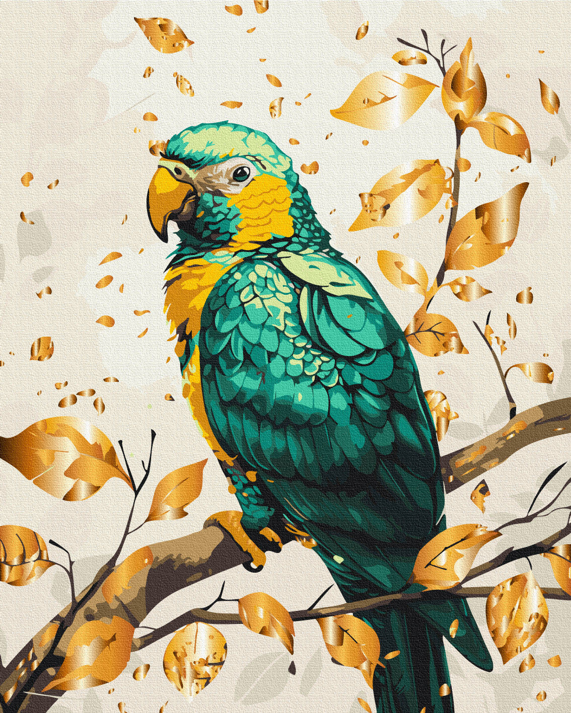 Maalaa numeroin Paint by numbers Emerald parrot with metallic colors