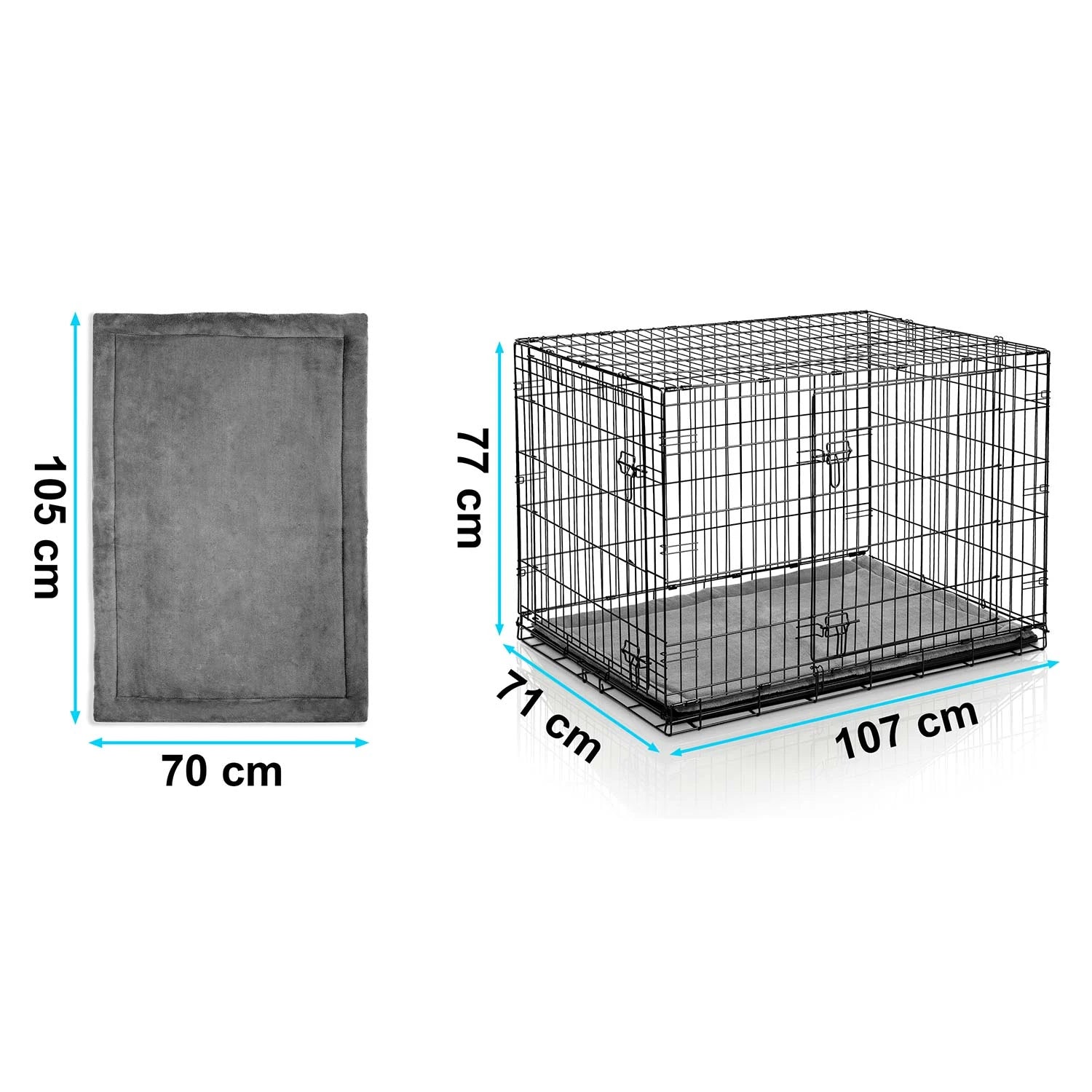 koiran metallihäkki mukavalla pedillä koko L
