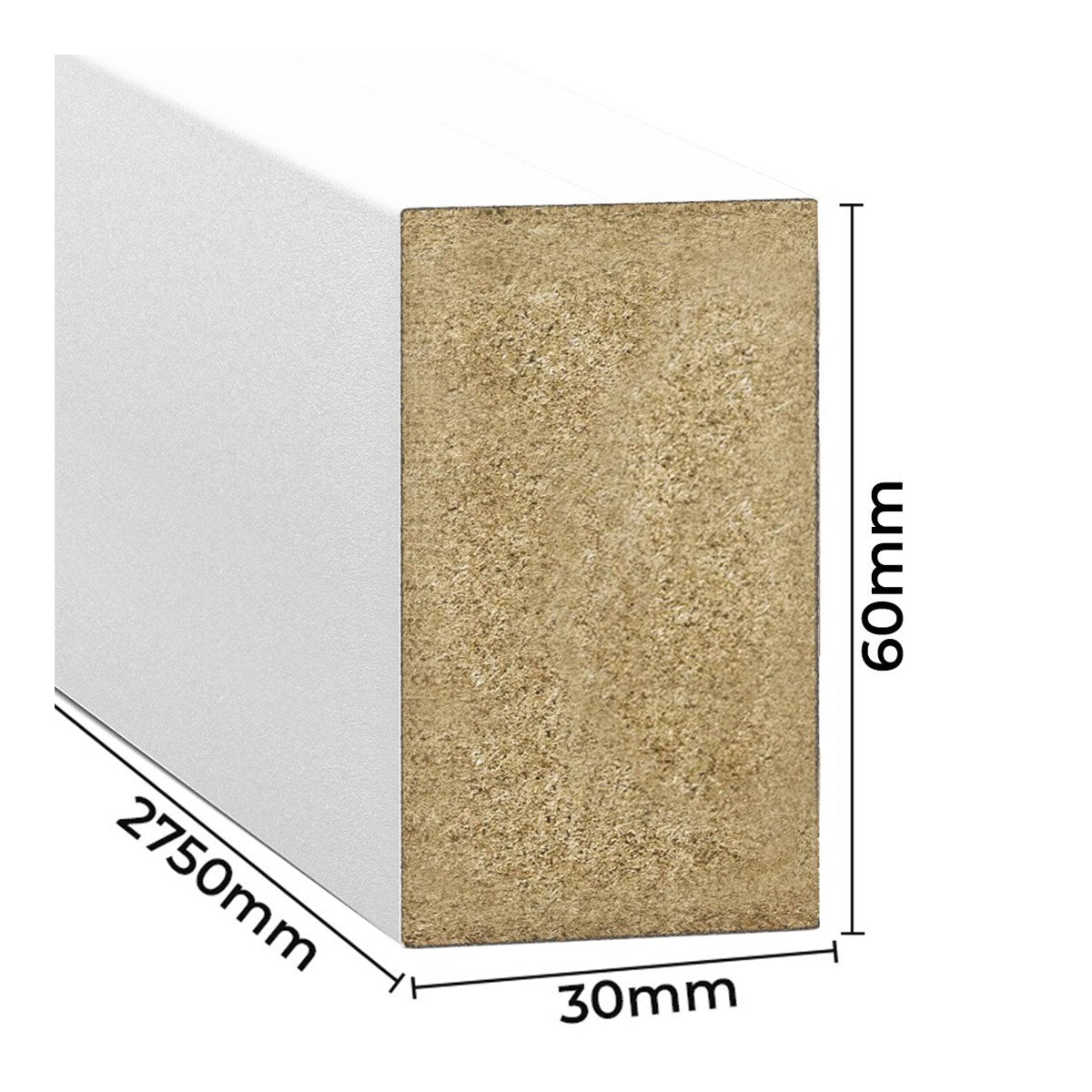mdf valkoinen 30x60 mm seinärimat moderniin sisustukseen