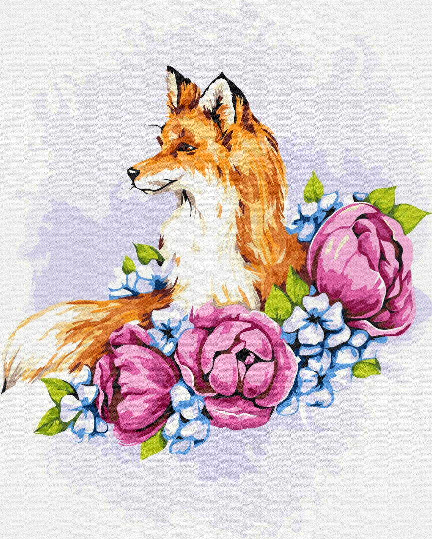 Maalaa numeroin Paint by numbers Flower fox © Anna Kulyk