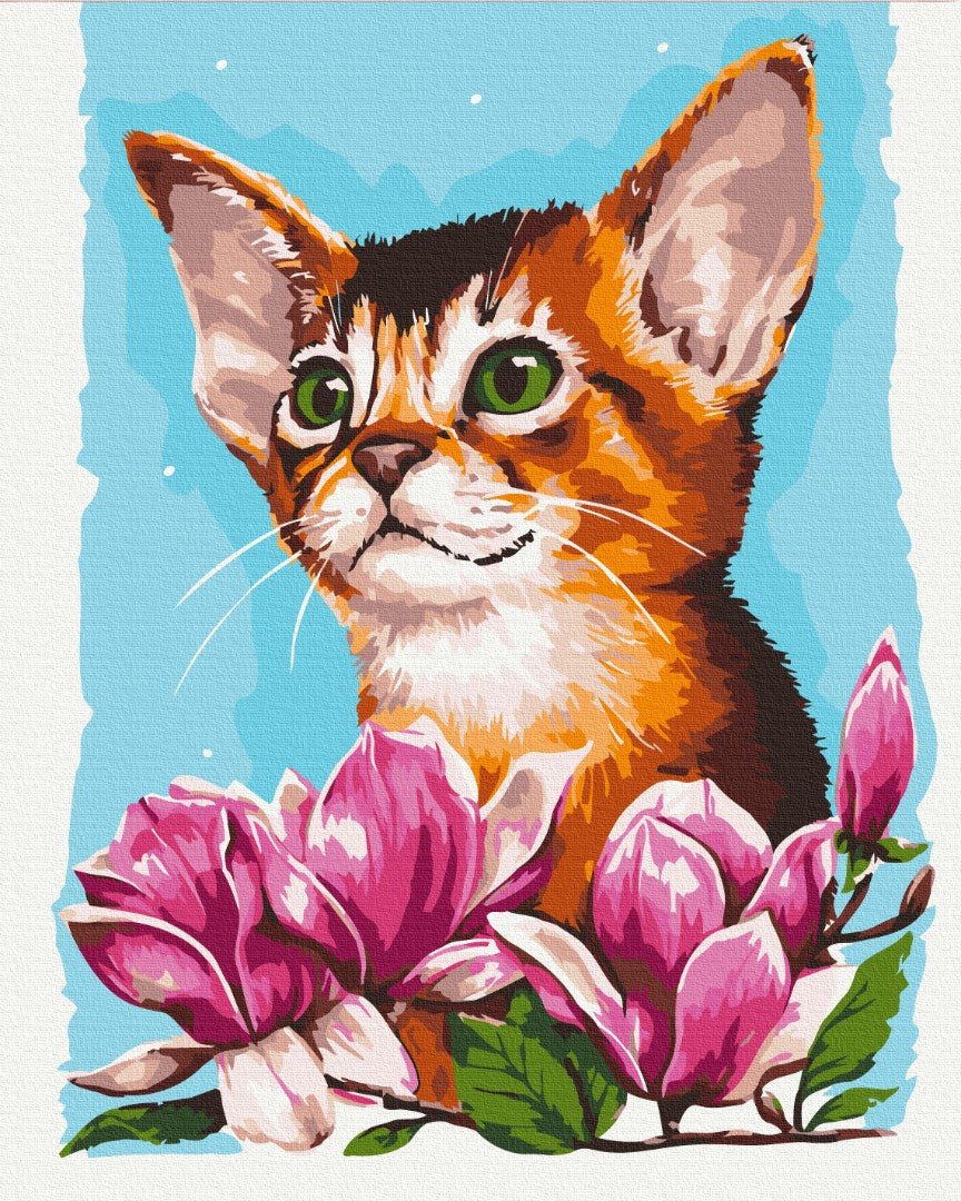 Maalaa numeroin Paint by numbers Cat in flowers © Anna Kulyk