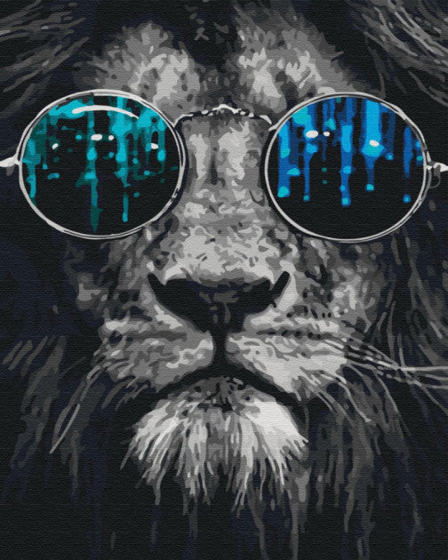 Maalaa numeroin Paint by numbers Lion in sunglasses