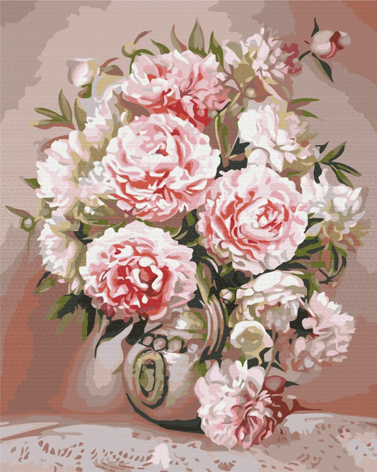 Maalaa numeroin Paint by numbers Vase with peonies