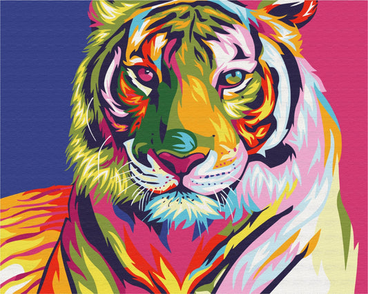 Maalaa numeroin Paint by numbers Tiger pop art