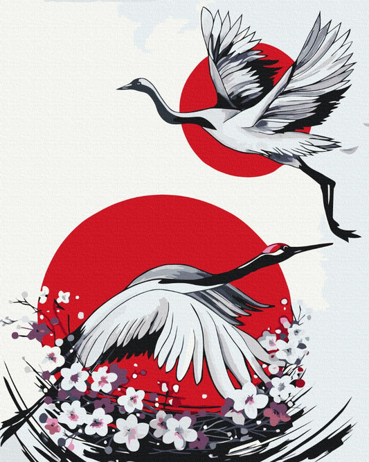 Maalaa numeroin Paint by numbers Japanese crane © Yana Biluhina