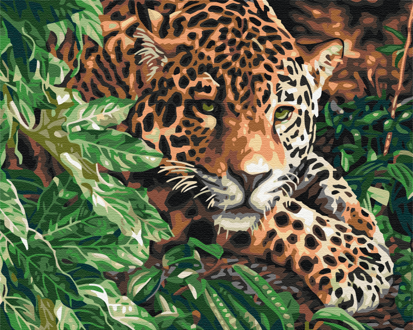 Maalaa numeroin Paint by numbers Leopard with emerald eyes