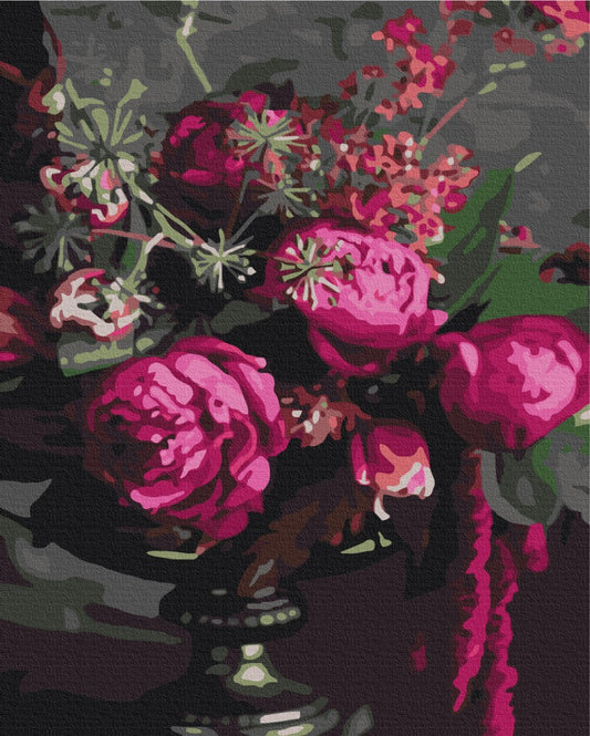 Maalaa numeroin Paint by numbers Raspberry peonies