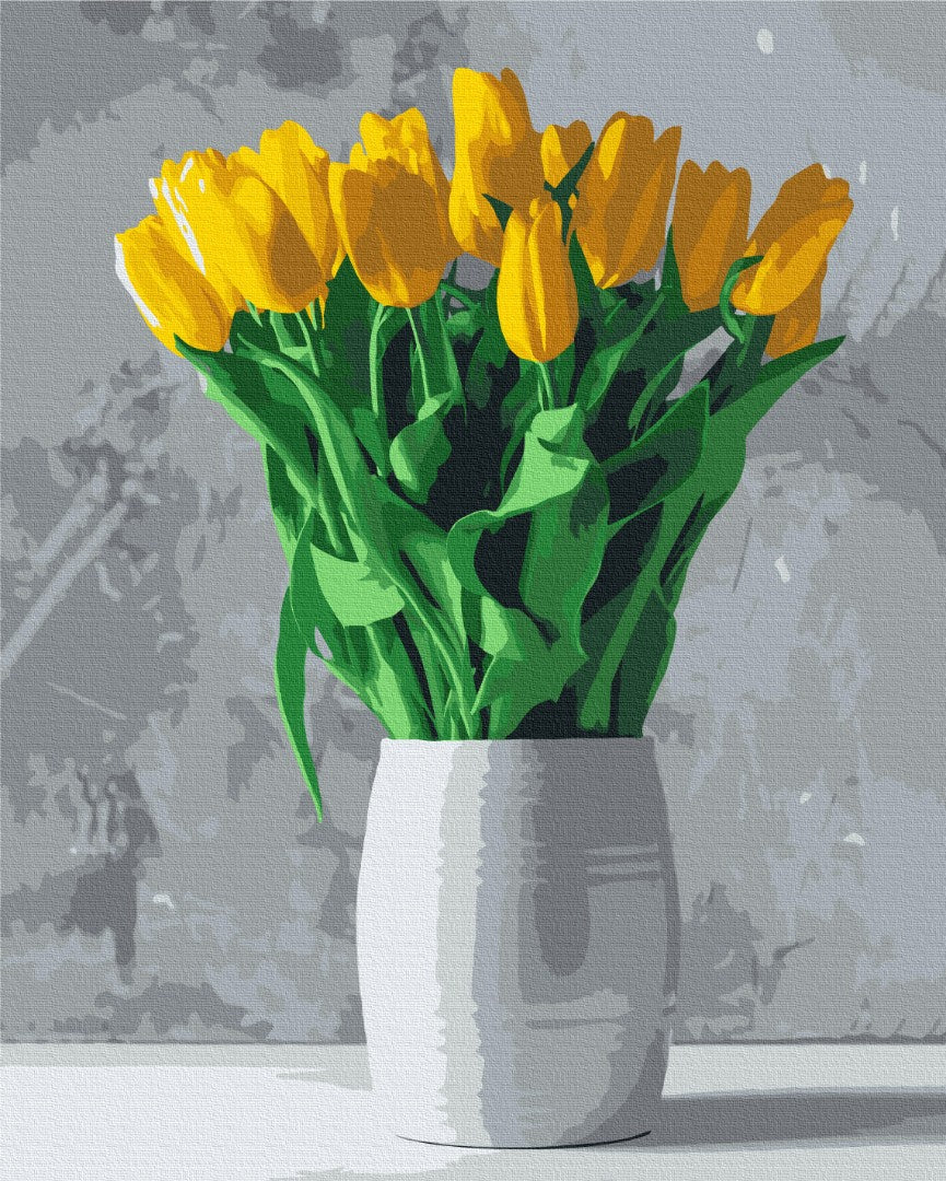Maalaa numeroin Paint by numbers Bouquets of yellow tulips