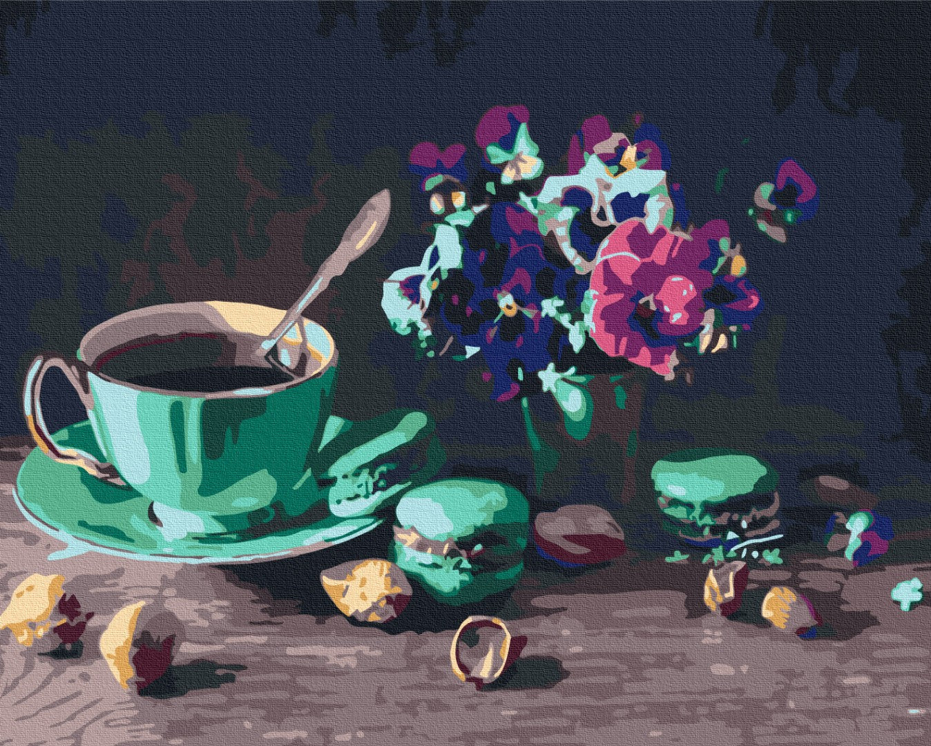 Maalaa numeroin Paint by numbers Coffee with macaroons