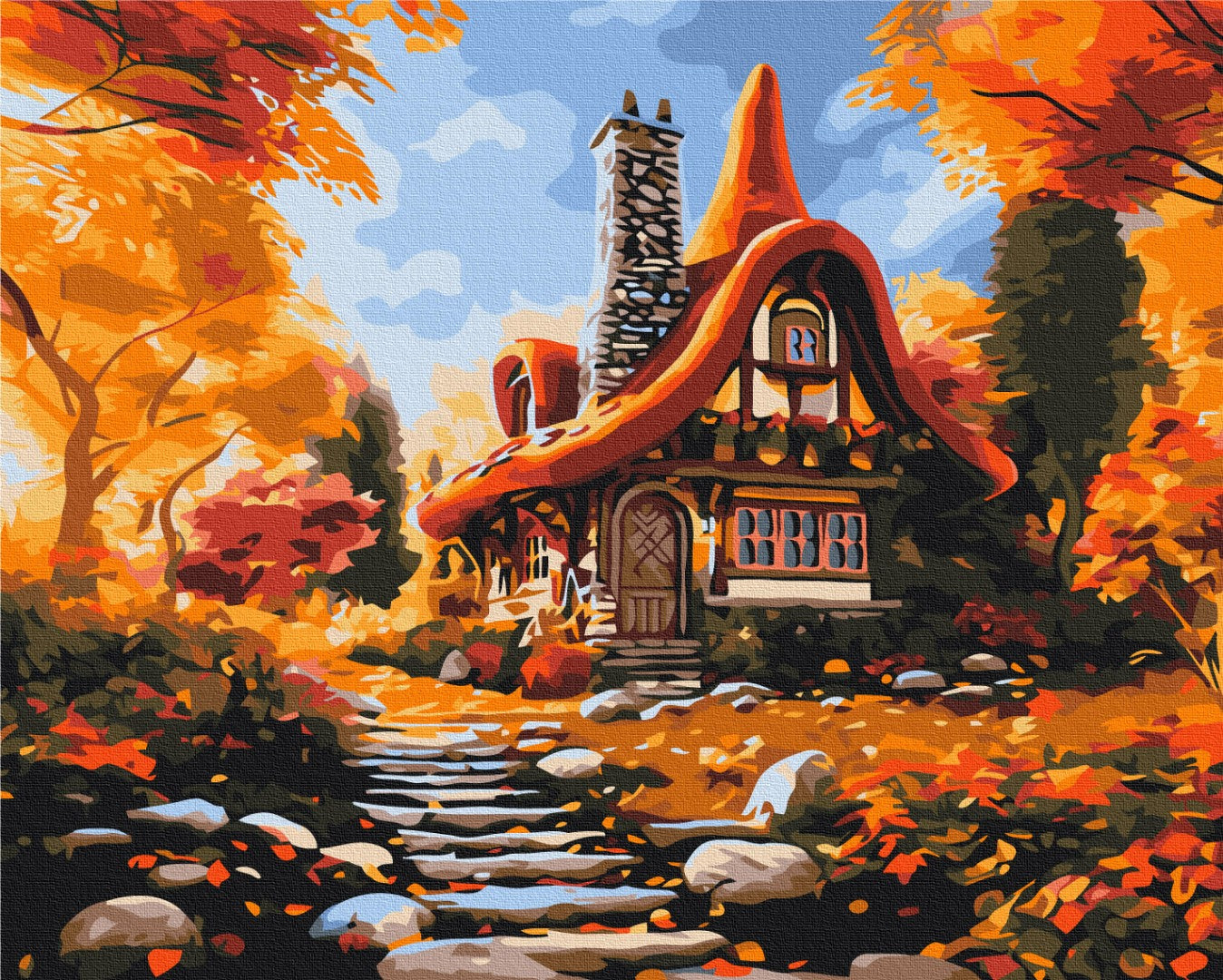 Maalaa numeroin Paint by numbers Autumn hut