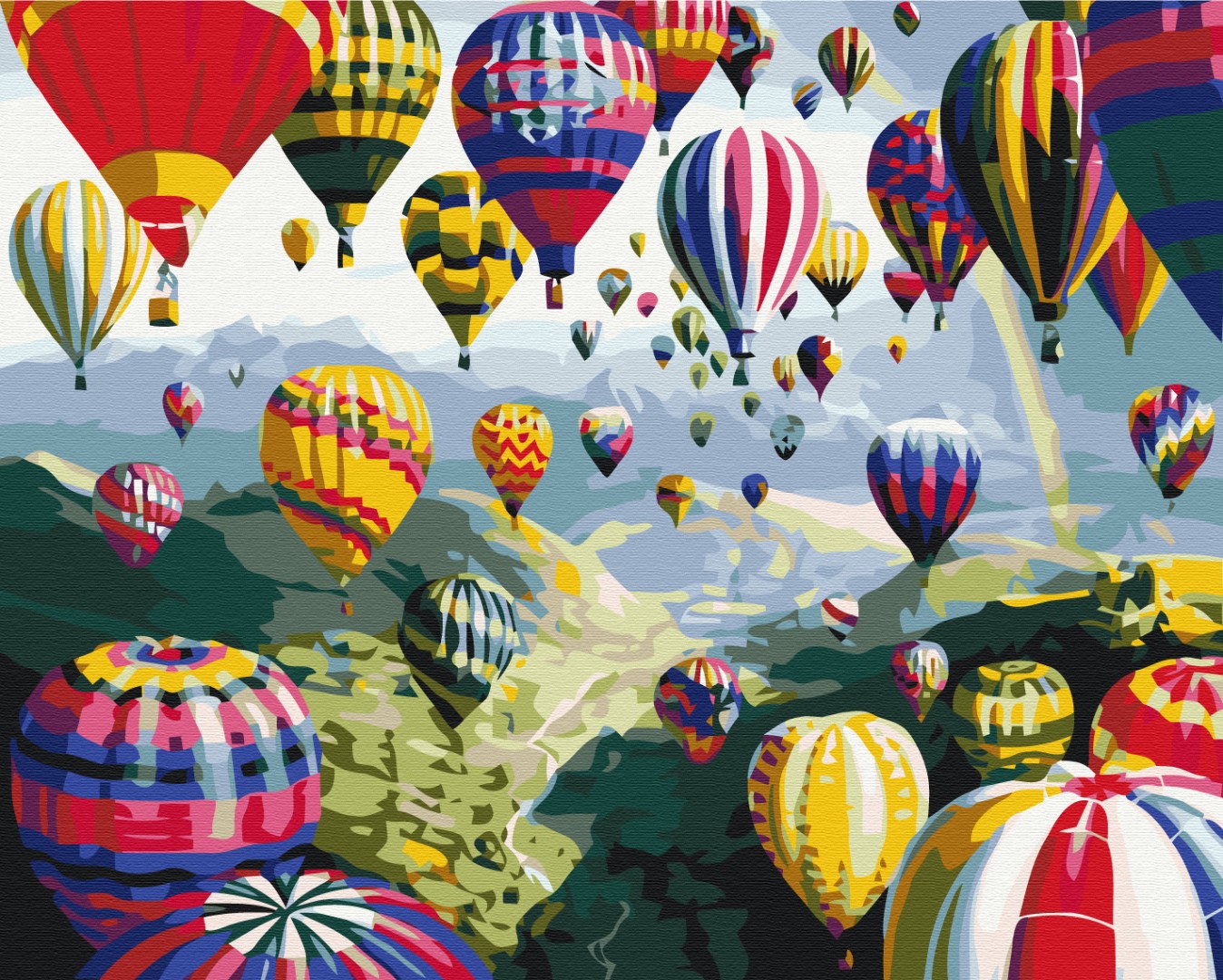 Maalaa numeroin Paint by numbers Colorful balloons