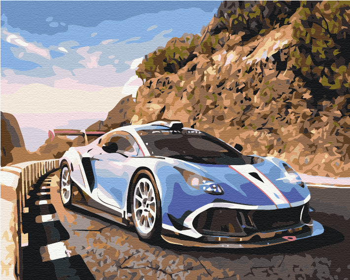 Maalaa numeroin Paint by numbers Sports car in the mountains