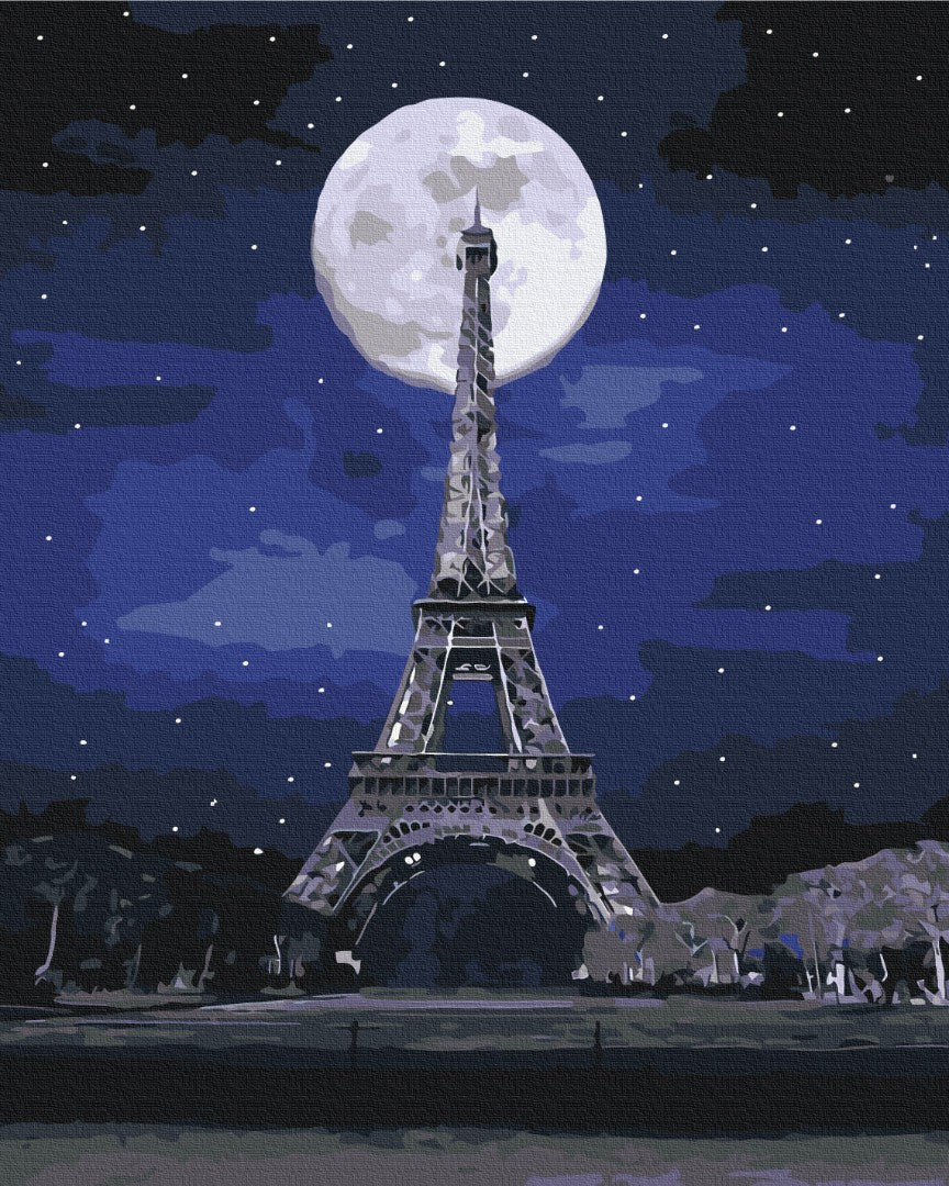 Maalaa numeroin Paint by numbers Full moon in Paris