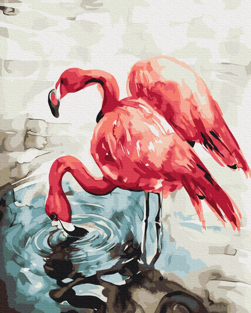 Maalaa numeroin Paint by numbers Watercolor flamingos © Karolina Bundash