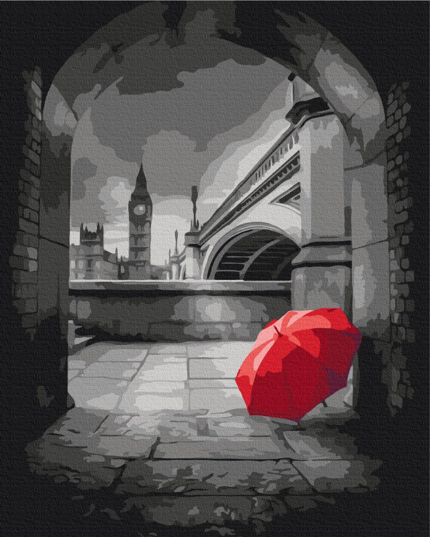 Maalaa numeroin Paint by numbers Red umbrella under Big Ben