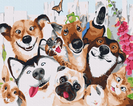 Maalaa numeroin Paint by numbers Selfie of pet animals