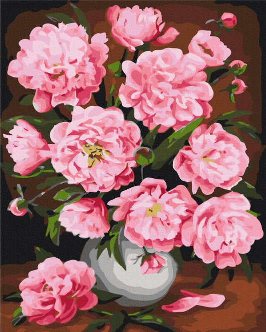 Maalaa numeroin Paint by numbers Blooming peonies