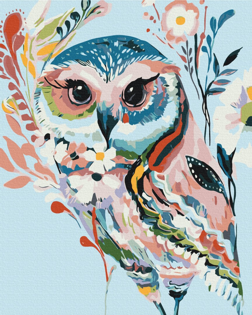 Maalaa numeroin Paint by numbers Drawn owl