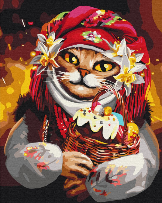 Maalaa numeroin Paint by numbers Easter kitty © Marianna Pashchuk