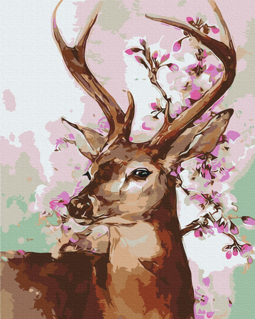 Maalaa numeroin Paint by numbers Deer and sakura branch