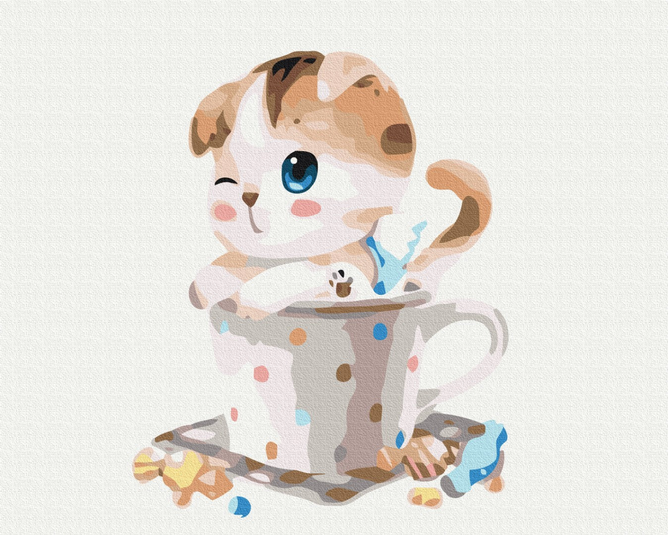 Maalaa numeroin Paint by numbers Kitten in a cup
