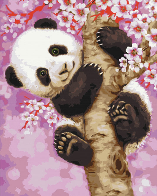 Maalaa numeroin Paint by numbers Panda on sakura