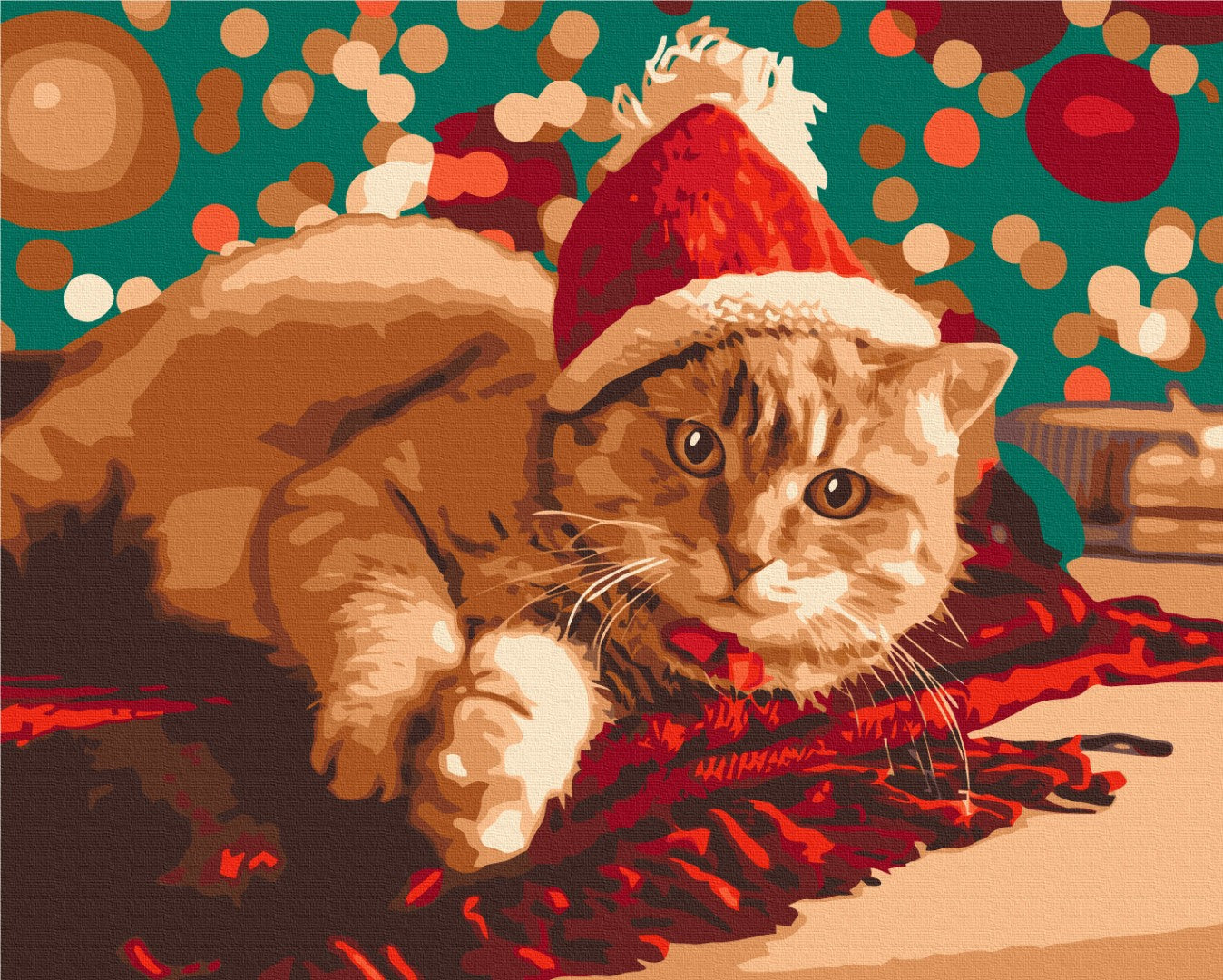 Maalaa numeroin Paint by numbers Santa cat